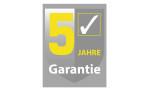 Graue Plakette mit einer großen gelben 5, weißes Häkchen, Garantie, für LED-Tischleuchte Viper von Reality, Kunststoff-Akzente.