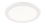 Weiße LED-Deckenleuchte Camillus 26 cm von Reality mit flachem, minimalistischem Design vor weißem Hintergrund.