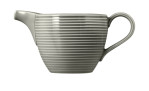 Seltmann Milchkännchen Beat Perlgrau 290 ml mit horizontalen Rillen, Henkel rechts, Ausguss links, auf weißem Grund.