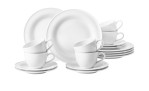 Kaffeeservice Beat aus weißem Porzellan bestehend aus 18 Teilen.