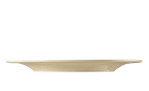 Speiseteller Beat 27,7 cm aus Porzellan in Sandbeige. Ansicht von der Seite.