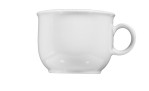 Kaffeetasse Compact 210 ml aus weißem Porzellan. Ansicht von der Seite.
