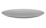 Der Seltmann Speiseteller Amina 27,5 cm Grau ist rund mit erhöhtem Rand und dezent strukturierten Kantenlinien.