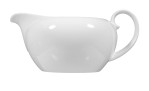 Sauciere Rondo/Liane 550 ml aus weißem Porzellan. Ansicht von der Seite.