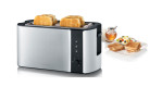 Der Severin SEVERIN Langschlitz-Toaster in Edelstahl fasst zwei Scheiben stilvolles Küchenzubehör für Ihr Frühstück.