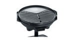 A Severin SEVERIN Elektro-Standgrill mit Haube, Tiefe 44 cm, Schwarz matt, auf weißem Hintergrund.