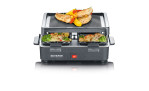 Severin SEVERIN Mini-Raclette-Grill, 40x26 cm, oben Grillhähnchen und Gemüse, unten Schalen mit gegartem Gemüse.