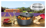 Bratentopf Provence mit einem Durchmesser von 35 cm, aus schwarzem Gusseisen, Ansicht im Milieu