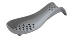 Eine graue Küchenprofi Löffelablage Trend, 22,5 cm, mit ergonomisch gebogenem Silikondesign und Abflusslöchern. Passt auf die meisten Wannen.