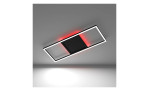 LED-Deckenleuchte Calagrano-Z 64 cm: Schwarz, rechteckig, an grauer Wand, weiße & rote Beleuchtung, Leuchtmittel inkl.