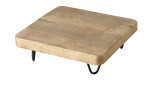Tablett Scila 25 cm von Boltze: Holzsäule mit abgerundeten Ecken und schwarzen Metallbeinen für eine stilvolle Einrichtung.