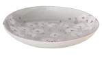 Der Boltze Dekoteller Sarah ist eine flache Steingut-Schale mit leichtem floralem Muster in Grau, 37 cm Durchmesser.