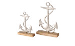 Boltze Dekoaufsteller Anker Betamo 35 cm: silberner Anker auf Holzsockel, perfekt für maritime Dekoration.