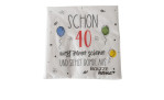 Servietten-Set (16,5 x 16,5 cm, 20-tlg) mit Ballon-Deko und deutschem 40. Geburtstagsspruch.