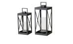 Zwei Laternen Laterne Xenia 45 cm mit Glashaltern und Griffen, jeweils in zwei Größen erhältlich.