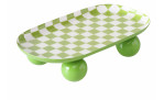 Servierplatte 16 x 29 cm, grün / weiß kariert