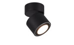 Die Trio LED-Deckenleuchte Taurus 8,7 cm ist ein moderner schwarzer Deckenstrahler mit verstellbarem Kopf und weichem weißen Licht.