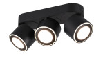 Trio LED-Deckenleuchte Taurus, schwarze 3-flammige Deckenleuchte, verstellbar, Leuchtmittel inklusive, alle an.