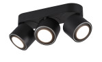 Trio LED-Deckenleuchte Taurus: drei verstellbare Spots mit runden LEDs auf rechteckigem Sockel.