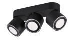Trio LED-Deckenleuchte Taurus mit drei verstellbaren runden Leuchten in Schwarz, inkl. Leuchtmittel. Leuchtmittel, von unten gesehen.