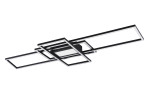 Trio LED-Deckenleuchte Irvine: schwarz-weiße geometrische Deckenleuchte mit überlappenden Metallrahmen, Leuchtmittel inklusive.