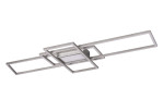 Trio LED-Deckenleuchte Irvine: modernes rechteckiges Design, matt vernickeltes Aluminium mit sich kreuzenden Metallrahmen.