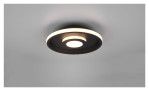 Die Trio LED-Deckenleuchte Ascari 30 cm in schwarz zeigt einen modernen runden Leuchtring auf einer weißen Decke.