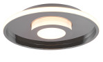 Trio LED-Deckenleuchte Ascari 40 cm: Moderne Deckenlampe mit zwei LED-Ringen auf schwarzem und silberfarbenem Metall.
