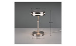 Die Trio LED-Tischleuchte Franklin 14 cm in Nickel matt ist inklusive Leuchtmittel; 140mm Schirm, 120mm Sockel, 250mm Höhe.