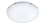 Trio LED-Deckenleuchte Apart 35 cm: runde weiße Leuchte mit Chrom-Akzenten und mattierter Abdeckung, inklusive Glühbirnen.