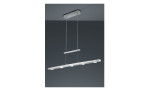 Trio LED-Pendelleuchte Lacal: Moderne rechteckige Pendelleuchte, Nickel matt, 5 LEDs inklusive, aufgehängt an zwei Kabeln.