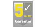 Die Trio LED-Pendelleuchte Lacal hat eine graue Plakette, eine gelbe 5-Jahres-Garantie und matt vernickelte Metallakzente.