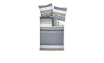 Satin-Bettwäsche 135 x 200 cm Titan in grau, weiß, beige Streifen, inkl. 2 Kissenbezüge, OCEAN SEA Druck.