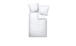 Weiße Jersey-Bettwäsche 135 x 200 cm Weiß/Silber Set mit dezentem Muster, inklusive Bettdeckenbezug und Kissenbezug.