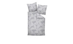 Biber-Bettwäsche Davos 135x200 cm in grau mit weißen Bögen, inklusive Bettbezug und zwei Kissenbezügen.