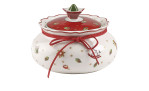 Dose Toy's Delight klein 10 cm in weiß mit rotem Deckel und weihnachtlichen Motiven.
