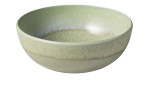 Die Villeroy & Boch Müslischale Perlemor 16,9 cm hat einen grün-beigen Farbverlauf und ein rundes, flaches Design.