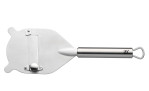 Der WMF Trüffelhobel Profi Plus ist ein silberfarbener Edelstahl-Käseschneider mit flacher Klinge und zylindrischem Griff.