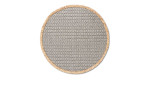 Platzset Nature 38 cm runder Webteppich aus Papier in Grau mit braunem Flechtrand, abgebildet auf weißem Hintergrund.