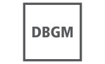 Die Buchstaben DBGM in fetter, grauer Schrift stehen mittig in einem quadratischen Rahmen auf der Anti-Rutsch Folie Verpackung.