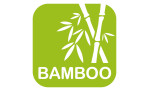 Grünes quadratisches Symbol mit weißem Bambus und "BAMBOO" - ideal für Seifenspender Rotello und umweltfreundliche Themen.