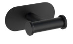 Wandhaken Turbo-Loc: mattschwarzer Wandhaken aus Metall mit abgerundeter rechteckiger Basis und zylindrischem Zapfen.