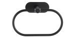 Handtuchring Turbo-Loc: schwarzer ovaler Metall-Handtuchhalter, wandmontiert, stilvoll vor weißem Hintergrund.