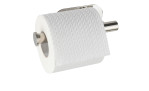 Toilettenpapierhalter Turbo-Loc in silberfarben mit einer Toilettenpapierrolle vor weißem Hintergrund.