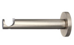 Gardinenträger Function 12 cm / 20 mm, Wandhalter aus gebürstetem Metall mit rundem Sockel, offenes Ende, Seitenansicht.