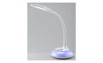 Moderne LED-Schreibtischleuchte Ray von Casa Nova aus Kunststoff mit flexiblem Hals, inklusive Leuchtmittel, sanft blau.