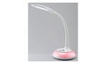 Casa Nova LED-Schreibtischleuchte Ray aus Kunststoff mit flexiblem Hals und rosa, abgerundetem Sockel.