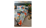 Satin Bettwäsche 135 x 200 cm mehrfarbig mit Blumen. Auf einem dekorierten hintergrund.