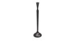Der Kerzenhalter 44 cm ist ein langer, schlanker Aluminiumhalter in Schwarz mit einem abgerundeten Fuß und einem schmalen Stiel.