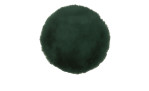 Ein rundes, grünes Sitzkissen 35 cm aus Kunstfaser mit einer flauschigen Textur auf weißem Hintergrund.
